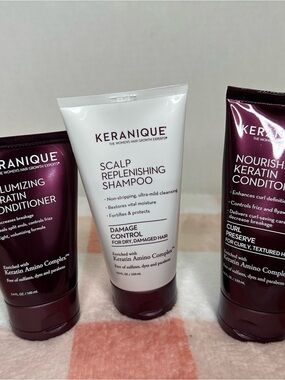 Keranique Scalp Replenishing 1 Shampoo and 2 Conditioners- White